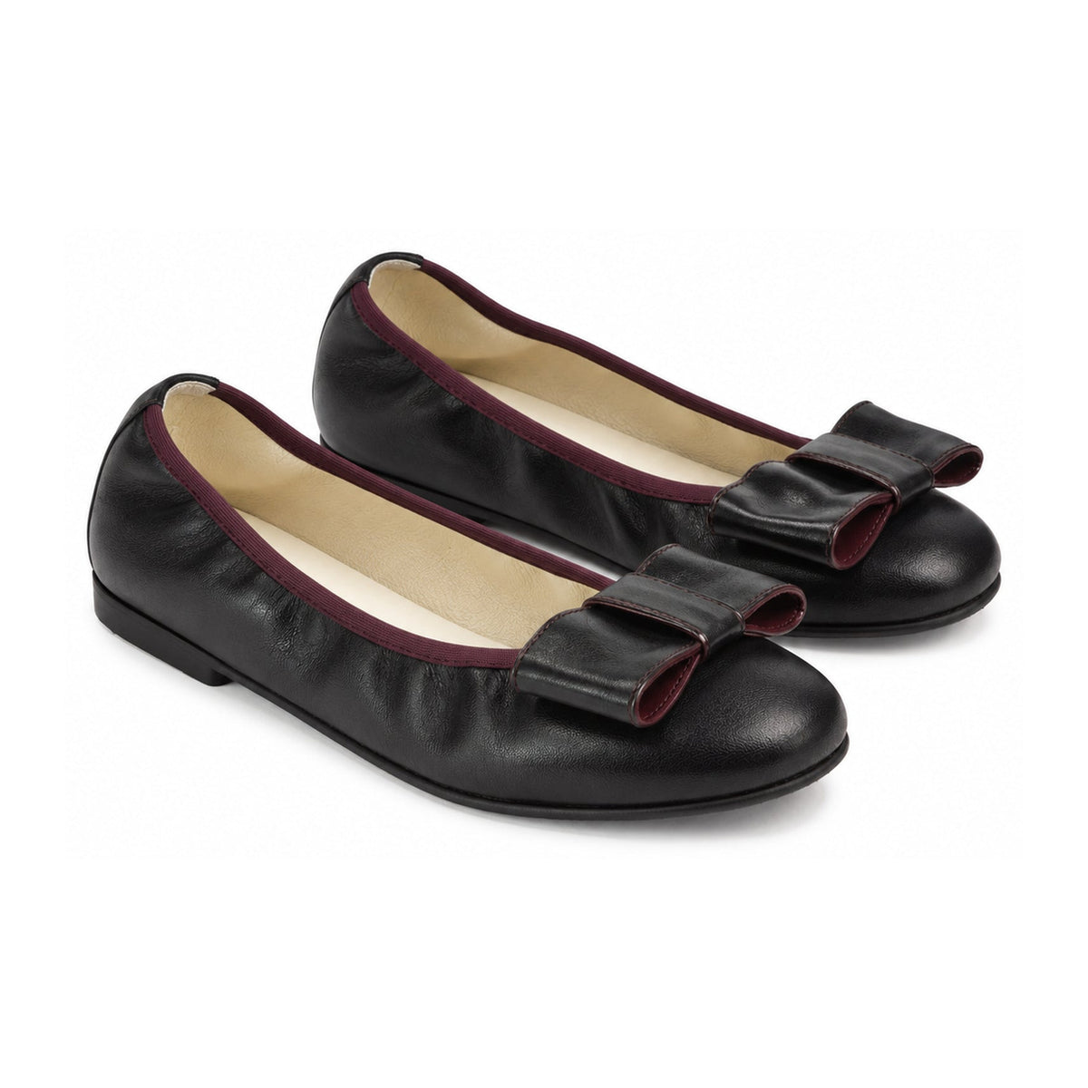 Black Soft Leather Flats for Girl by London Kids