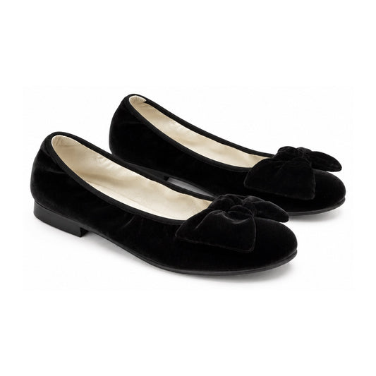 Black Velvet Flats for Girl by London Kids