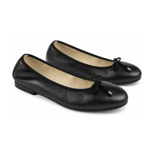 Black Soft Leather Flats for Girl by London Kids