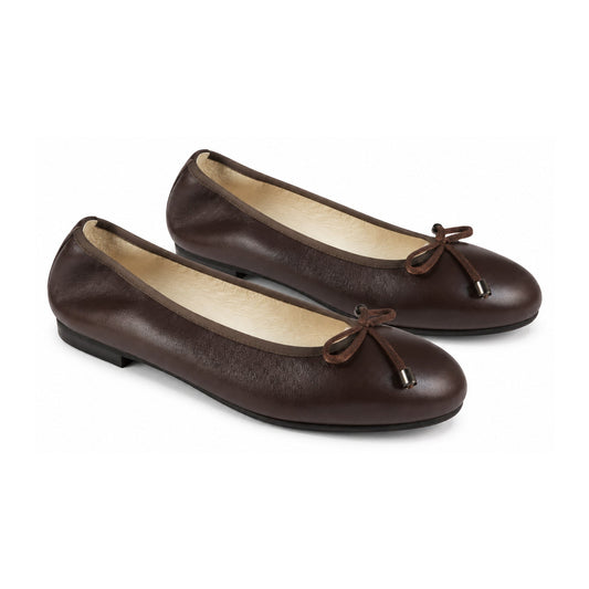 Brown Soft Leather Flats for Girl by London Kids