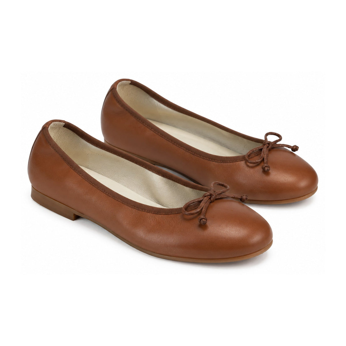 Tan Soft Leather Flats for Girl by London Kids