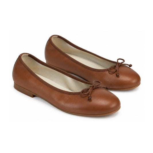 Tan Soft Leather Flats for Girl by London Kids