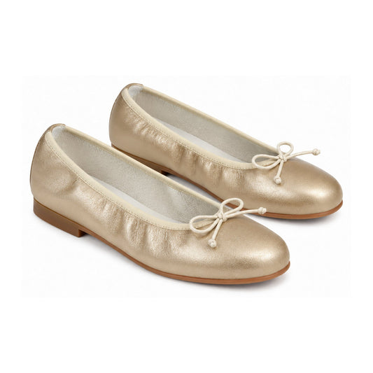 Gold Soft Leather Flats for Girl by London Kids