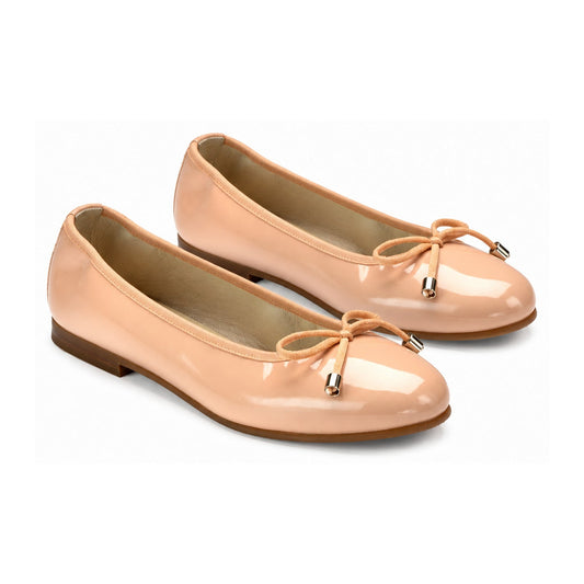 Nude Patent Leather Flats for Girl by London Kids