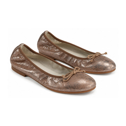 Taupe Soft Leather Flats for Girl by London Kids