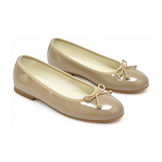 Taupe Patent Leather Flats for Girl by London Kids