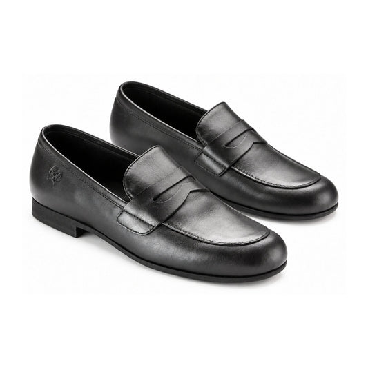 Black Leather Boy's Dressy Loafer