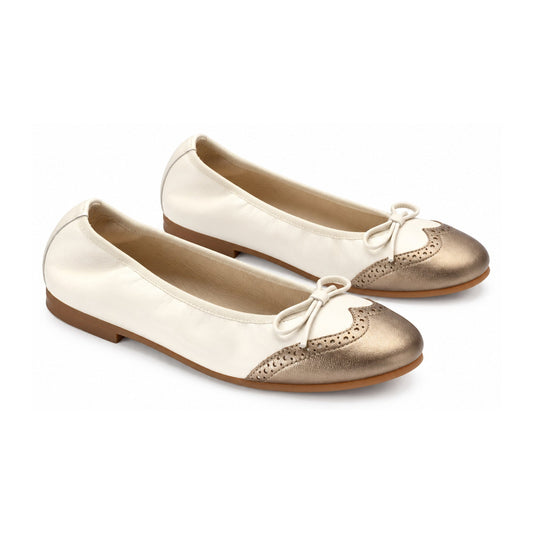Off White Gold Girls Bow Shoe