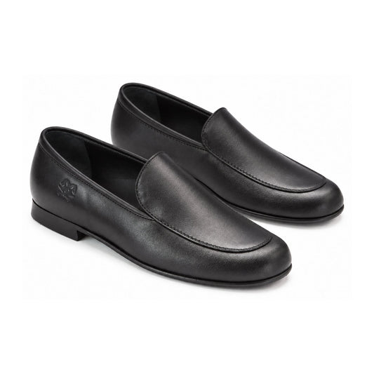 Stylish Black Leather Boys Slip On Loafer