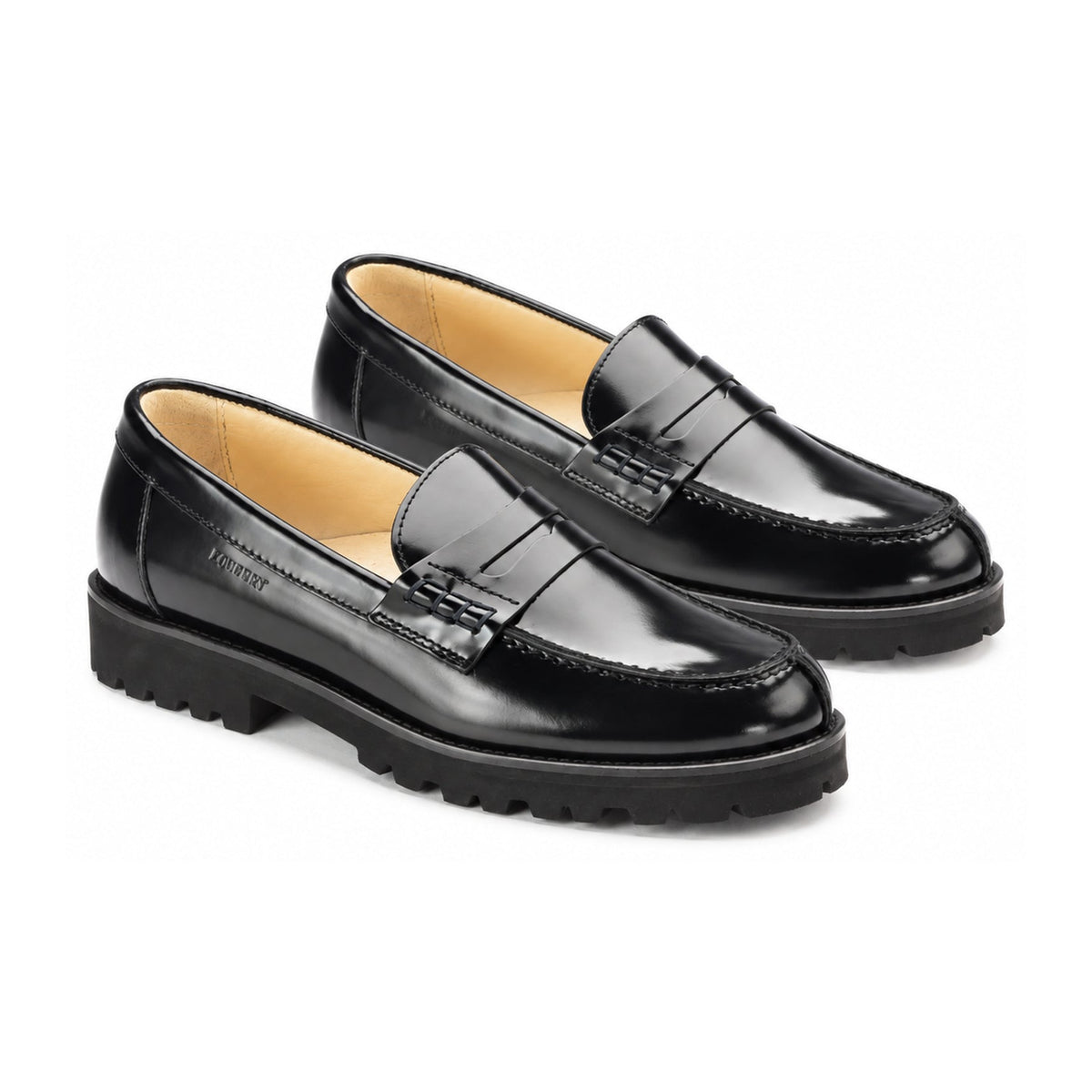 Black Polished Leather Loafer for Girl/Boy by London Kids
