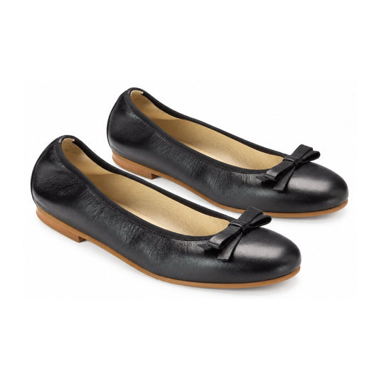 Black Soft Leather Flats for Girl by London Kids