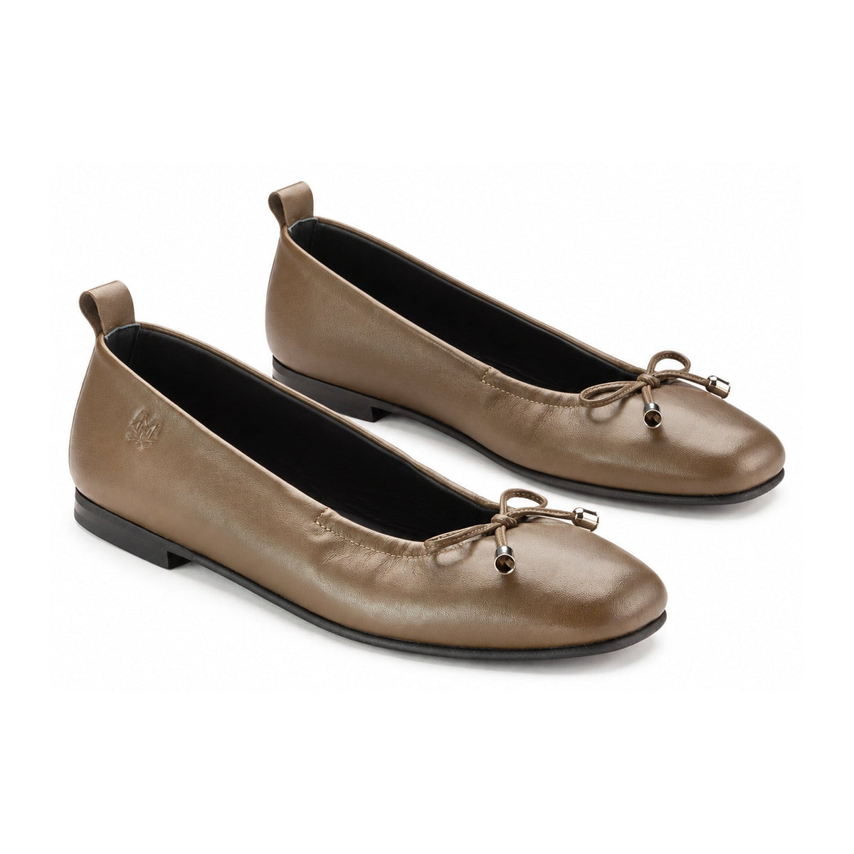 Carob Leather Square Front Ballet Flat