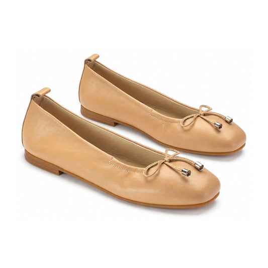 Taupe Leather Square Front Ballet Flat