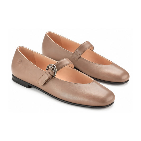 Taupe Dk Leather Teen Mary Jane Flats
