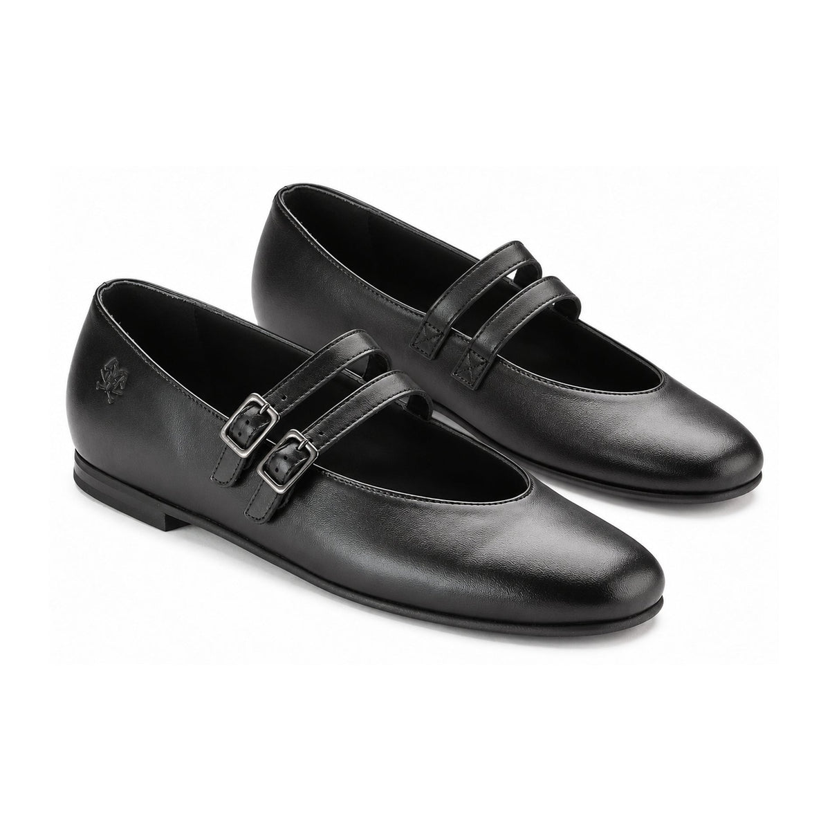 Black Leather Teen Mary Jane Flats
