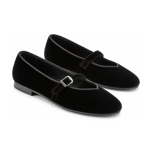 Black Velvet Teens Dressy Strap Shoe