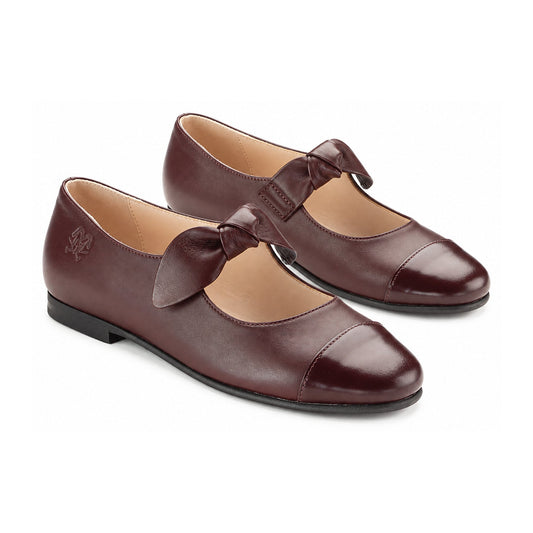 Bordo Leather Girls Mary Jane Strap