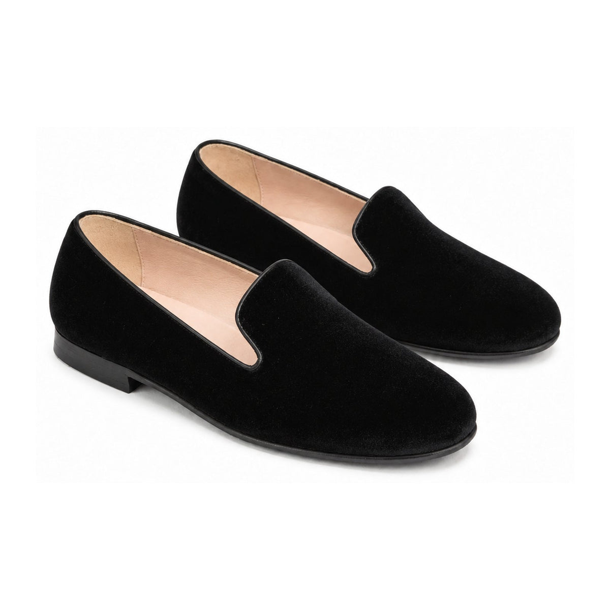 Black Velvet Smoking Loafer for Girl by London Kids