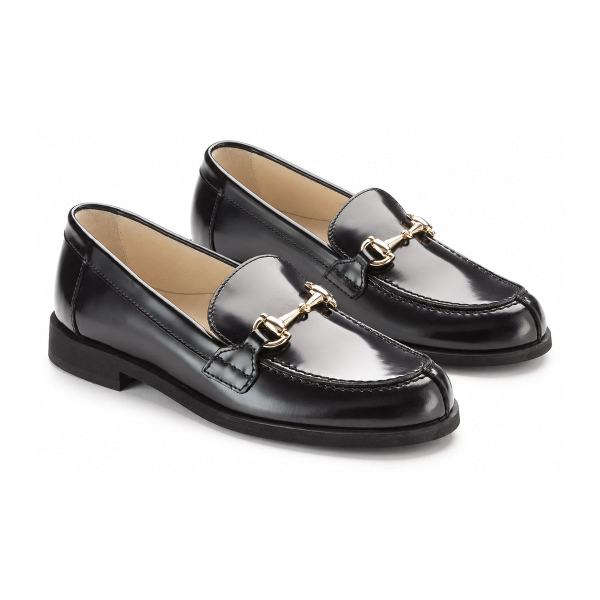 Black Polished Leather Hard Loafer for BOY/GIRL by London Kids