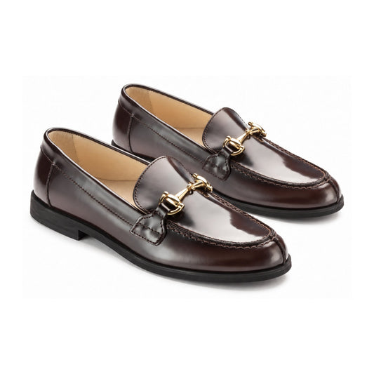 Brown Polished Leather Hard Loafer for BOY/GIRL by London Kids