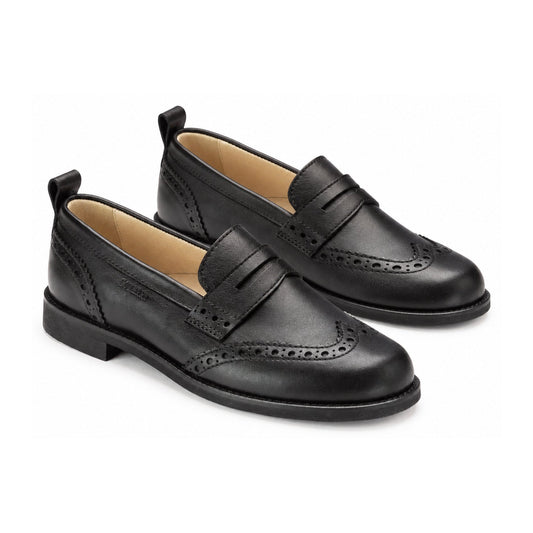 Black Soft Leather Hard Loafer for Girl/Boy by London Kids