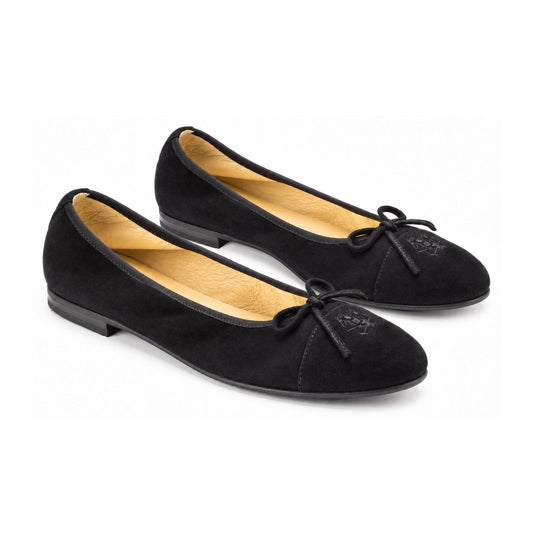 Black Suede Teens Bow Shoe
