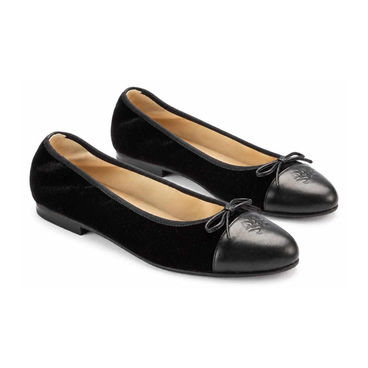 Black Velvet Teens Bow Shoe