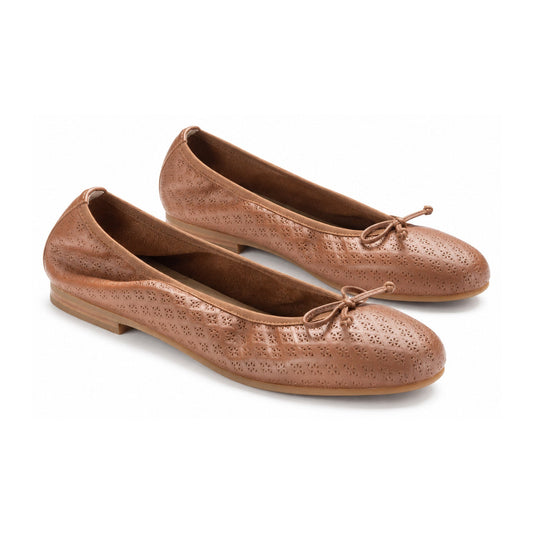 Tan Leather Girls Bow Shoe