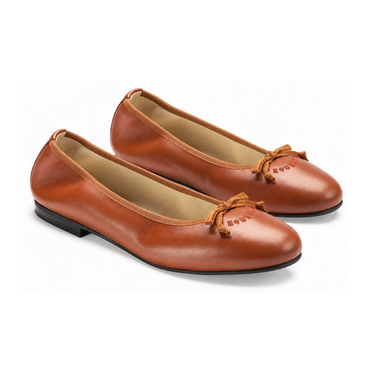 Tan Soft Leather Flats for Girl/Teen/Women by London Kids