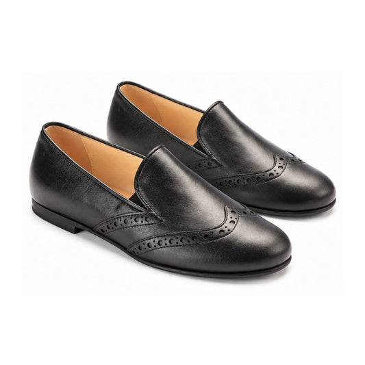 Boys Black Leather Slip-On Dress Loafer