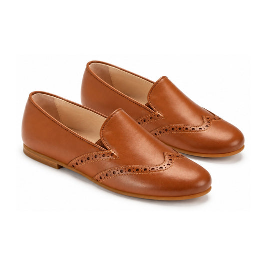 Tan Leather Boys Slip-On Dress Loafer