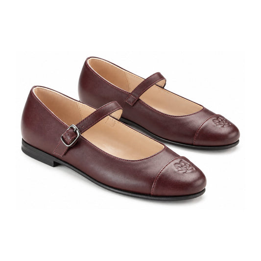 Bordo Leather Girls Mary Jane Strap Shoe