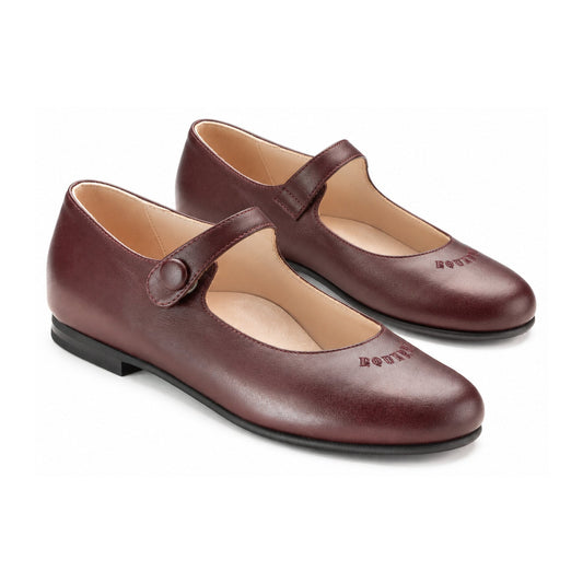 Wine Leather Girls Mary Jane Strap