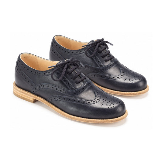 Navy Soft Leather Lace for Boy by London Kids