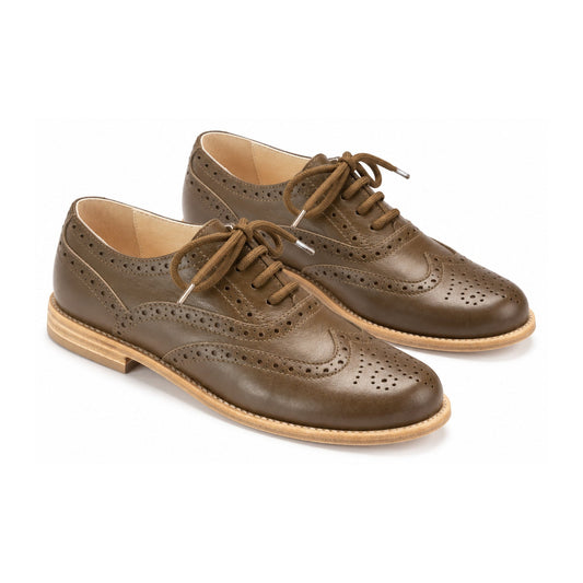 Taupe Soft Leather Lace for Boy by London Kids