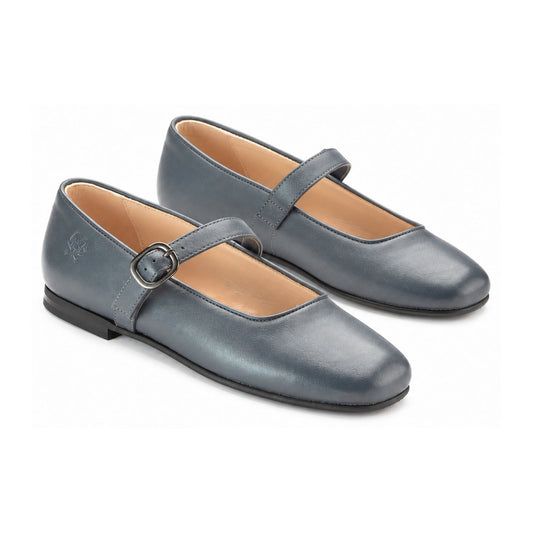 Gray Leather Girls Mary Jane