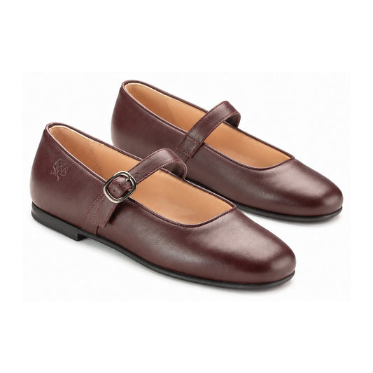 Wine Leather Girls Mary Jane Dress Shoe