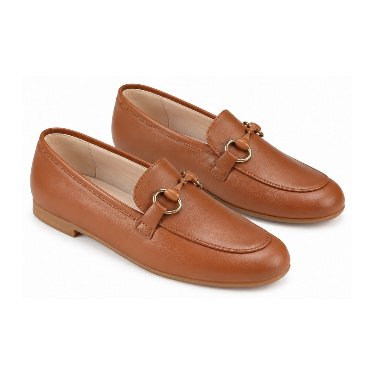 Tan Soft Leather Flat Loafer for Girl/Teen/Women by London Kids