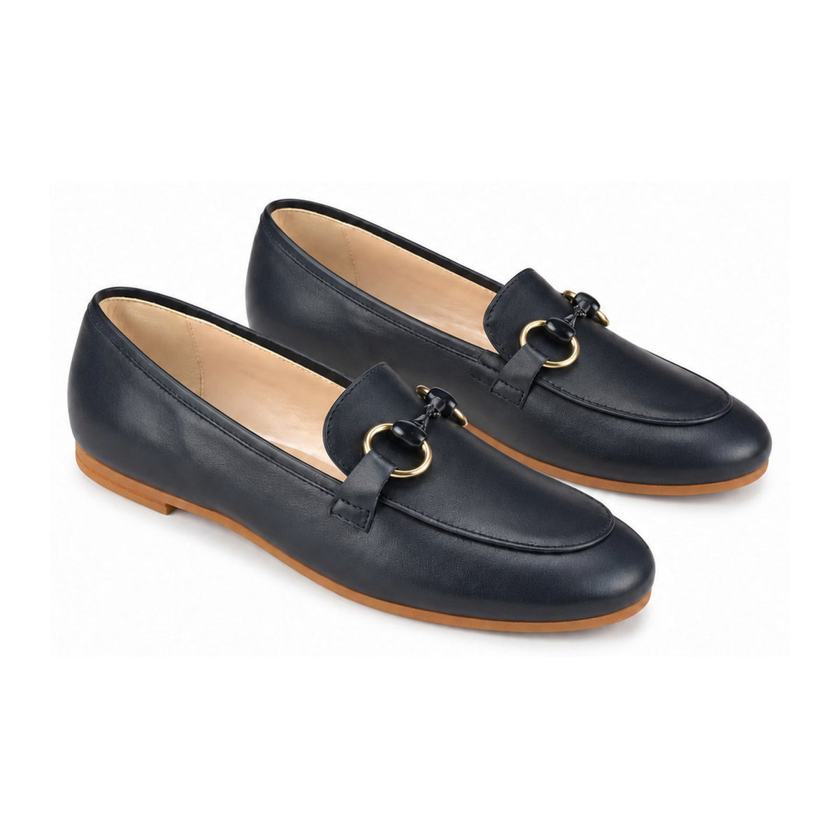 Navy Soft Leather Flat Loafer for Girl/Teen/Women by London Kids