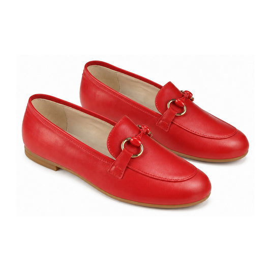 Red Soft Leather Flat Loafer for Girl/Teen/Women by London Kids