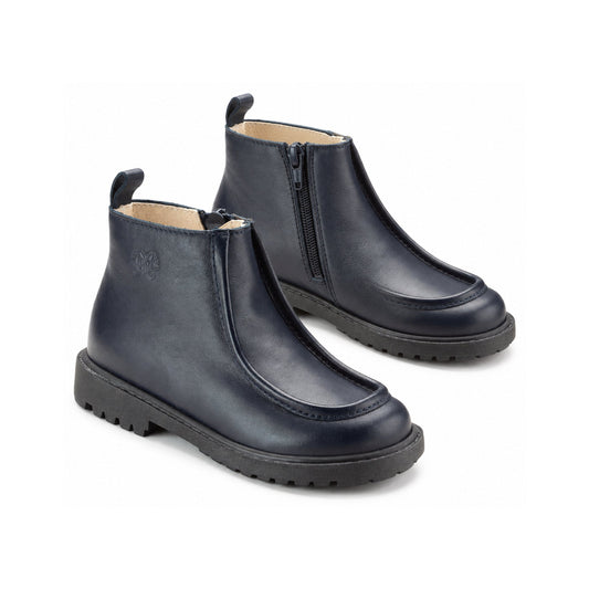 Navy Leather Toddlers Bootie