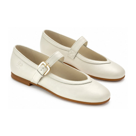 Off White Leather Mary Jane for Girls & Teens