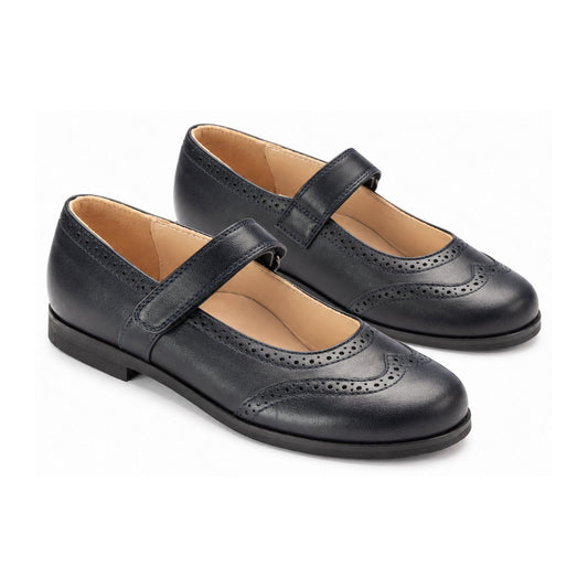 Navy Soft Leather Velcro for Girl by London Kids