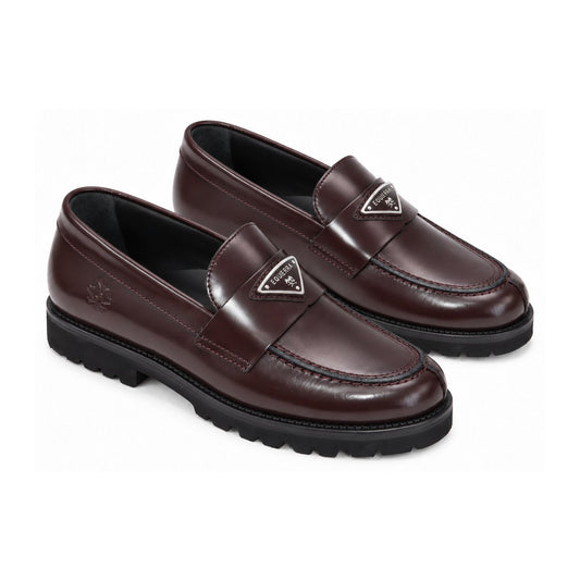 Bordo Polished Leather Girls Dress Loafer