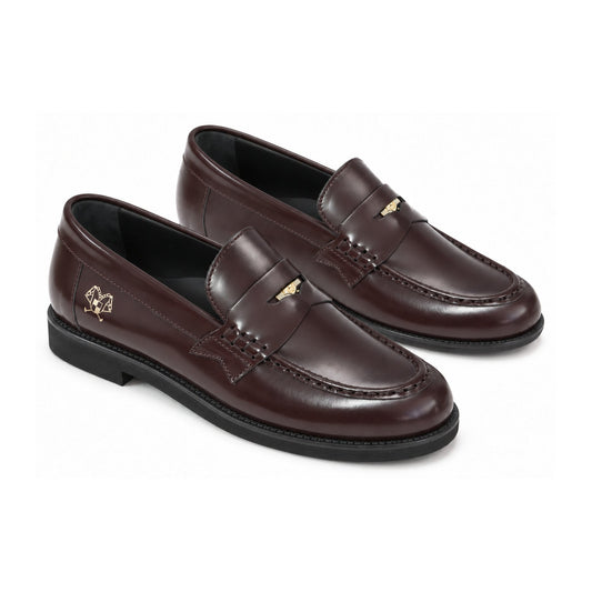 Bordo Polished Leather Girls Dress Loafer