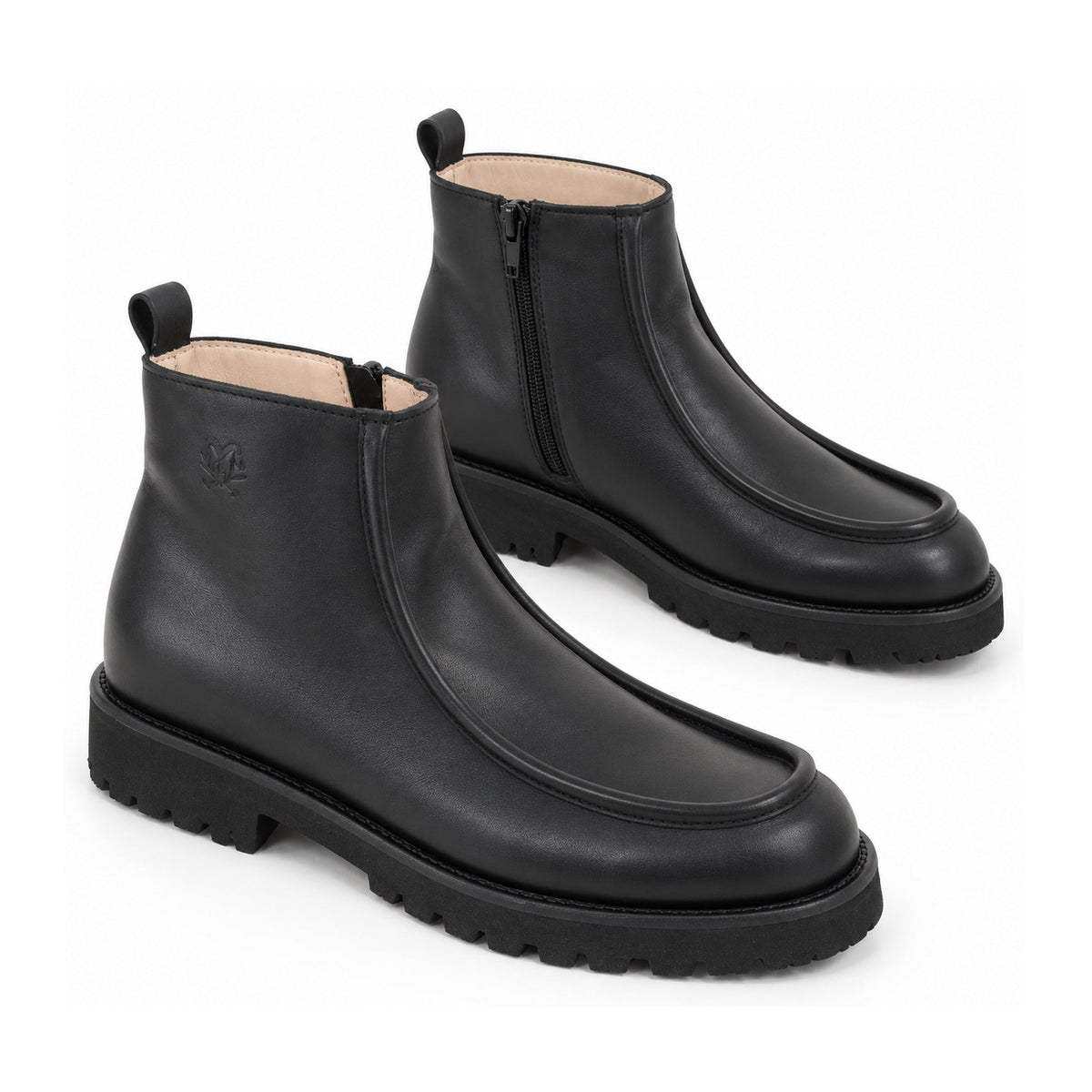 Black Leather Girls Tees Bootie