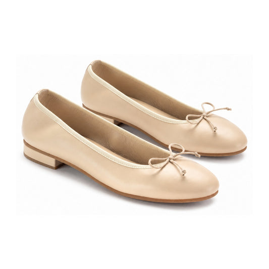 Cream Soft Leather Flats for Teen/Women by London Kids