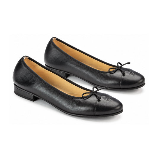 Black Leather "1852 - Black Leather Flats by London Kids, Teen Shabbos Shoe"