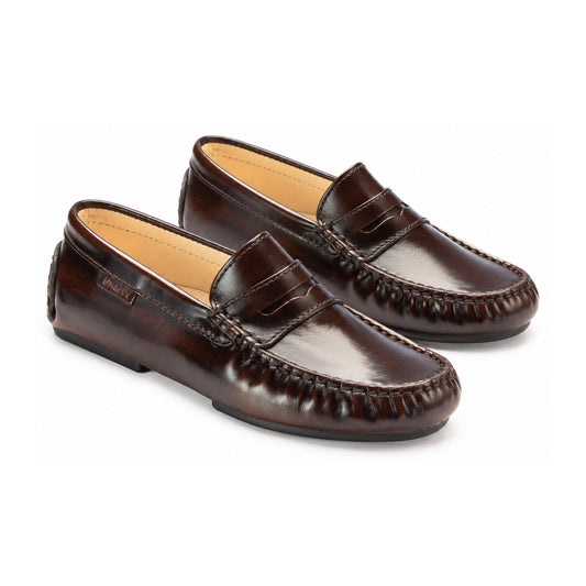 Brown Polished Leather Soft Loafer for Girl by London Kids