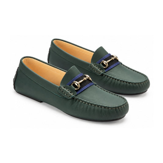 Green Sahara Leather Soft Loafer for Girl by London Kids